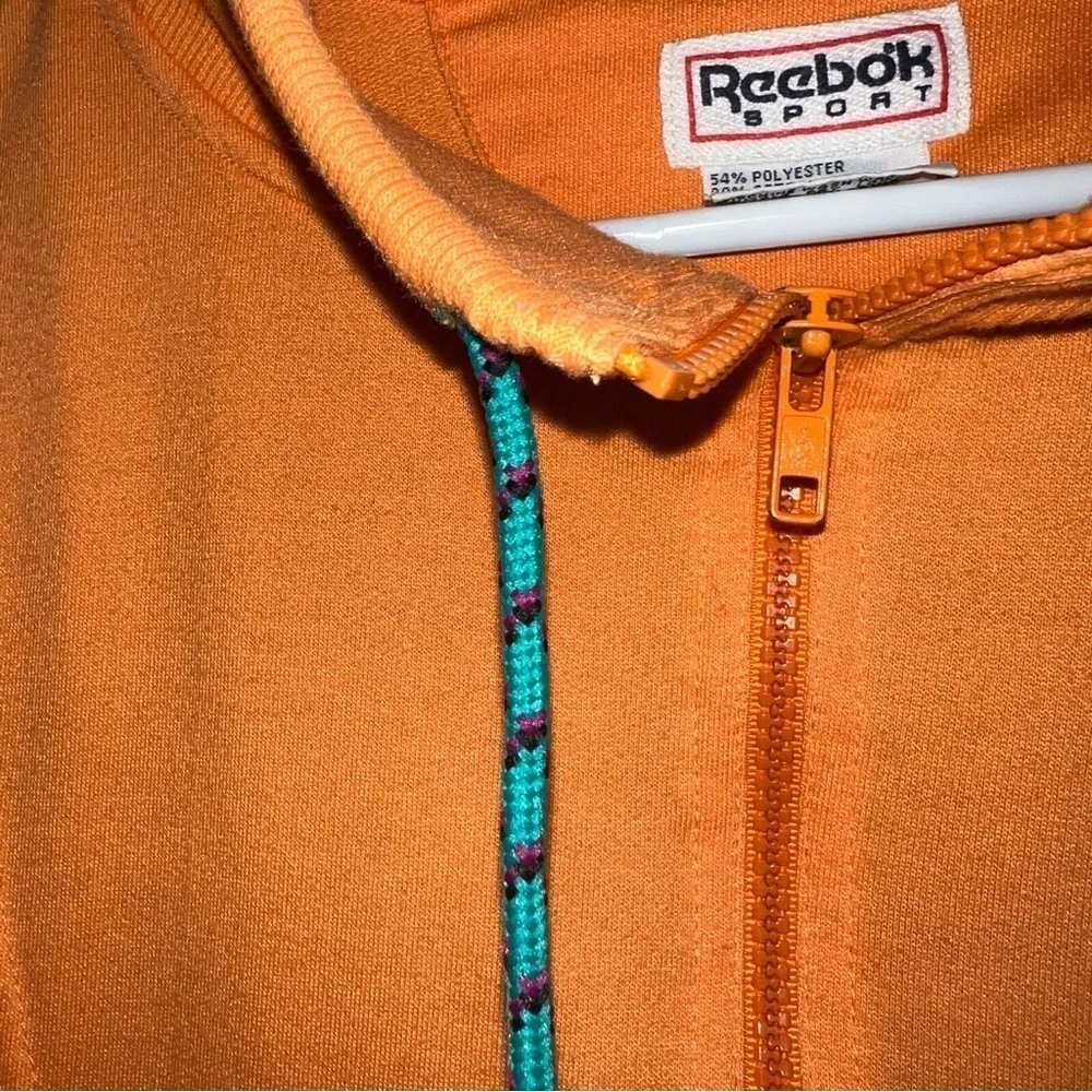 Reebok Sport Vintage Orange Zipper Sweatshirt Jacket Size Medium